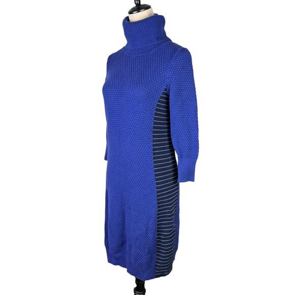 Athleta Spotlight Blue Merino Wool Blend Knit Turtleneck Slim Sweater Dress - Picture 3 of 14